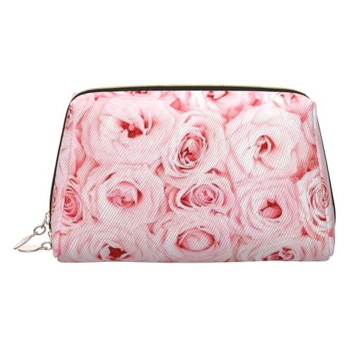 ESNAIUVCD Kosmetiktasche mit Rosen-Aufdruck, für Damen, PU-Leder, Kosmetiktasche mit Handschlaufe, Reise-Kulturbeutel, Make-up-Tasche, gold, Einheitsgröße von ESNAIUVCD
