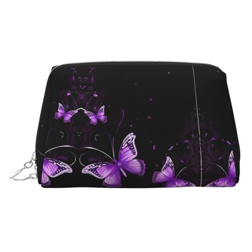 ESNAIUVCD Kosmetiktasche mit Schmetterlings-Aufdruck, PU-Kunstleder, mit Handschlaufe, Reise-Kulturbeutel, Make-up-Tasche, silber, Einheitsgröße ESNAIUVCD Kosmetiktasche mit Schmetterlings-Aufdruck, PU-Kunstleder, mit Handschlaufe, Reise-Kulturbeutel, Make-up-Tasche, silber, Einheitsgröße von ESNAIUVCD