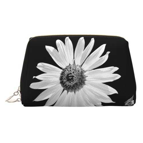ESNAIUVCD Kosmetiktasche mit Sonnenblumen-Aufdruck, Damen-Kosmetiktasche aus PU-Leder mit Handschlaufe, Reise-Kulturbeutel, Make-up-Tasche, gold, Einheitsgröße von ESNAIUVCD