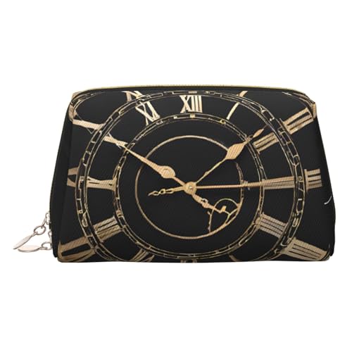 ESNAIUVCD Kosmetiktasche mit Uhr-Zahnrad-Aufdruck, Damen-Kosmetiktasche aus PU-Leder mit Handschlaufe, Reise-Kulturbeutel, Make-up-Tasche, gold, Einheitsgröße ESNAIUVCD Kosmetiktasche mit Uhr-Zahnrad-Aufdruck, Damen-Kosmetiktasche aus PU-Leder mit Handschlaufe, Reise-Kulturbeutel, Make-up-Tasche, gold, Einheitsgröße von ESNAIUVCD