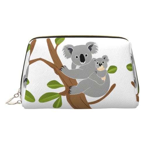 ESNAIUVCD Kosmetiktasche mit Umarmungsbaum, Koala-Druck, Damen-Kosmetiktasche aus PU-Leder mit Handschlaufe, Reise-Kulturbeutel, Make-up-Tasche, gold, Einheitsgröße von ESNAIUVCD