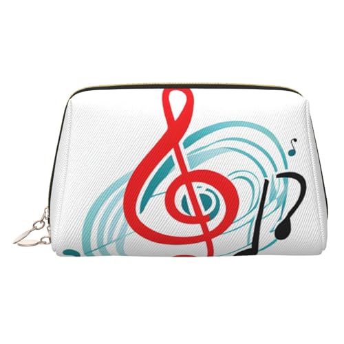 ESNAIUVCD Kosmetiktasche mit buntem Musikdruck, Damen-Kosmetiktasche aus PU-Leder mit Handschlaufe, Reise-Kulturbeutel, Make-up-Tasche, gold, Einheitsgröße von ESNAIUVCD