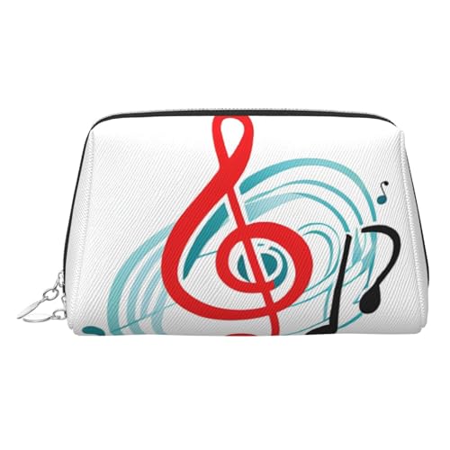 ESNAIUVCD Kosmetiktasche mit buntem Musikdruck, Damen-Kosmetiktasche aus PU-Leder mit Handschlaufe, Reise-Kulturbeutel, Make-up-Tasche, silber, Einheitsgröße von ESNAIUVCD