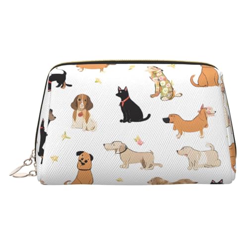 ESNAIUVCD Kosmetiktasche mit niedlichem Kätzchen-Schmetterlings-Aufdruck, Damen-Kosmetiktasche aus PU-Leder mit Handschlaufe, Reise-Kulturbeutel, Make-up-Tasche, gold, Einheitsgröße von ESNAIUVCD