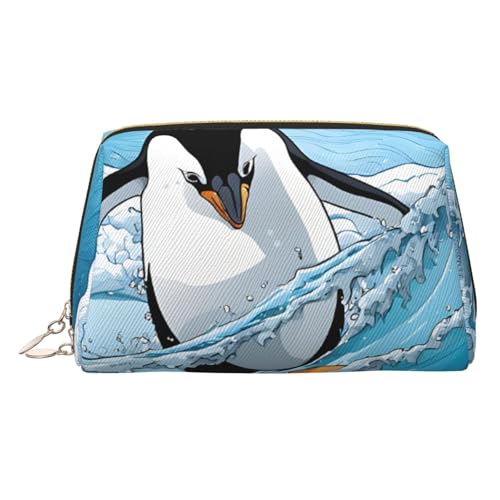 ESNAIUVCD Kosmetiktasche mit niedlichem Pinguin-Motiv, mit Handschlaufe, Reise-Kulturbeutel, Make-up-Tasche, gold, Einheitsgröße ESNAIUVCD Kosmetiktasche mit niedlichem Pinguin-Motiv, mit Handschlaufe, Reise-Kulturbeutel, Make-up-Tasche, gold, Einheitsgröße von ESNAIUVCD