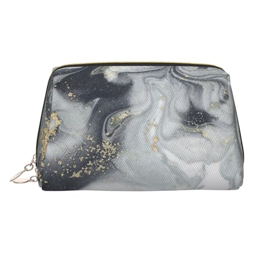 ESNAIUVCD Kosmetiktasche mit orientalischem Marmorsteindruck, Kosmetiktasche für Damen, PU-Leder, Kosmetiktasche mit Handschlaufe, Reise-Kulturbeutel, Make-up-Tasche, gold, Einheitsgröße von ESNAIUVCD