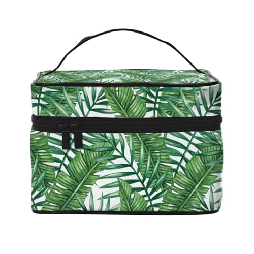 ESNAIUVCD Kulturbeutel mit Bananenblatt-Motiv, groß, Kosmetiktasche, Reise-Make-up-Tasche, Organizer für Damen, Schwarz , Einheitsgröße, Kosmetikkoffer von ESNAIUVCD