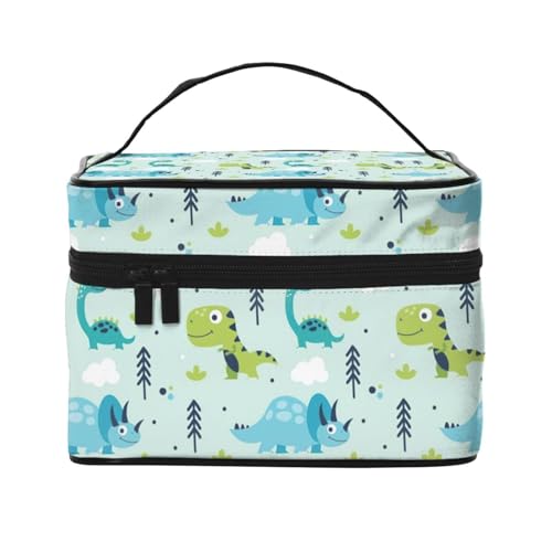 ESNAIUVCD Kulturbeutel mit Dinosaurier-Muster, groß, Kosmetiktasche, Reise-Make-up-Tasche, Organizer für Damen, Schwarz , Einheitsgröße, Kosmetikkoffer von ESNAIUVCD