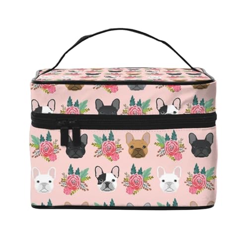 ESNAIUVCD Kulturbeutel mit Hunde-Aufdruck, große Kosmetiktasche, Reise-Make-up-Tasche, Organizer für Damen, Schwarz , Einheitsgröße, Kosmetikkoffer von ESNAIUVCD