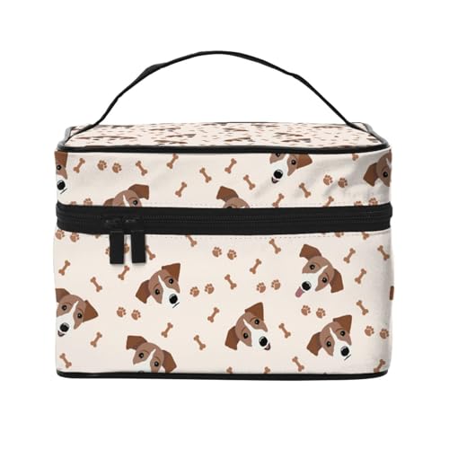 ESNAIUVCD Kulturbeutel mit Hundeknochen-Aufdruck, große Kosmetiktasche, Reise-Make-up-Tasche, Organizer für Damen, Schwarz , Einheitsgröße, Kosmetikkoffer von ESNAIUVCD