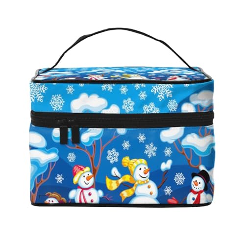ESNAIUVCD Kulturbeutel mit Schneemann-Aufdruck, große Kosmetiktasche, Reise-Make-up-Tasche, Organizer für Damen, Schwarz , Einheitsgröße, Kosmetikkoffer von ESNAIUVCD