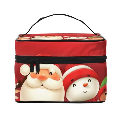 ESNAIUVCD Kulturbeutel mit Weihnachtsmann-Aufdruck, große Kosmetiktasche, Reise-Make-up-Tasche, Organizer für Damen, Schwarz , Einheitsgröße, Kosmetikkoffer von ESNAIUVCD