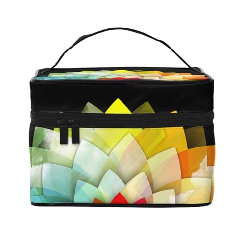 ESNAIUVCD Kulturbeutel mit buntem Blumendruck, große Kosmetiktasche, Reise-Make-up-Tasche, Organizer für Damen, Schwarz , Einheitsgröße, Kosmetikkoffer von ESNAIUVCD