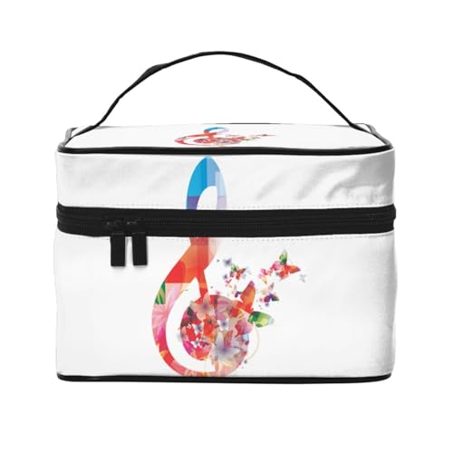 ESNAIUVCD Kulturbeutel mit buntem Musikdruck, große Kosmetiktasche, Reise-Make-up-Tasche, Organizer für Damen, Schwarz , Einheitsgröße, Kosmetikkoffer von ESNAIUVCD