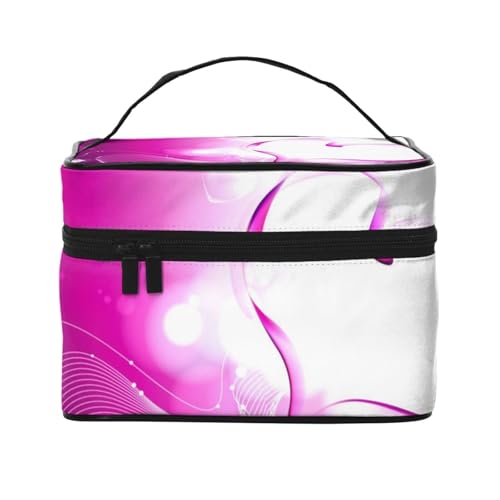 ESNAIUVCD Kulturbeutel mit rosa Herzaufdruck, große Kosmetiktasche, Reise-Make-up-Tasche, Organizer für Damen, Schwarz , Einheitsgröße, Kosmetikkoffer von ESNAIUVCD