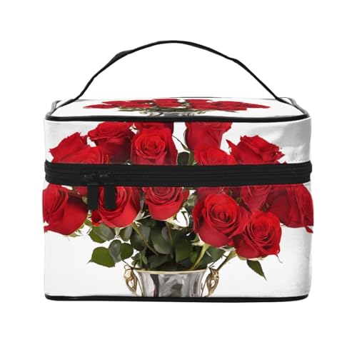 ESNAIUVCD Kulturbeutel mit roten Rosen, bedruckt, groß, Kosmetiktasche, Reise-Make-up-Tasche, Organizer für Damen, Schwarz , Einheitsgröße, Kosmetikkoffer ESNAIUVCD Kulturbeutel mit roten Rosen, bedruckt, groß, Kosmetiktasche, Reise-Make-up-Tasche, Organizer für Damen, Schwarz , Einheitsgröße, Kosmetikkoffer von ESNAIUVCD