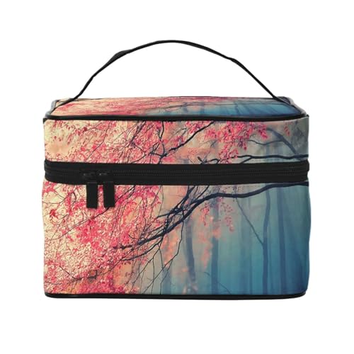 ESNAIUVCD Kulturbeutel mit schönem Baumdruck, große Kosmetiktasche, Reise-Make-up-Tasche, Organizer für Damen, Schwarz , Einheitsgröße, Kosmetikkoffer von ESNAIUVCD