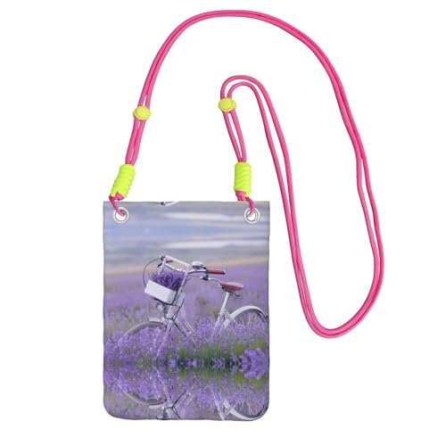 ESNAIUVCD Lavender Field Bike Print trägt eine Handytasche diagonal, Crossbody-Tasche, geeignet zum Tragen von Handywechsel, etc, Fuchusia, Einheitsgröße von ESNAIUVCD
