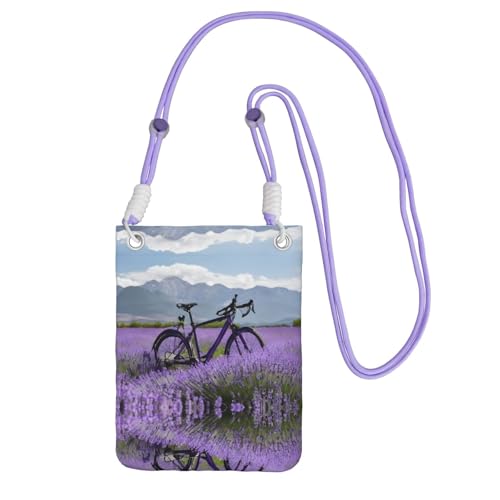 ESNAIUVCD Lavender Field Retro-Fahrrad-Landwirtschafts-Druck, tragen Sie eine Handytasche diagonal, Crossbody-Tasche, geeignet zum Tragen von Handywechsel, etc, violett, Einheitsgröße von ESNAIUVCD