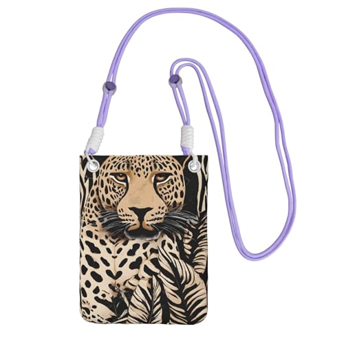 ESNAIUVCD Leopardenmuster trägt eine Handytasche diagonal, Crossbody-Tasche, geeignet zum Tragen von Handywechsel, etc, violett, Einheitsgröße von ESNAIUVCD