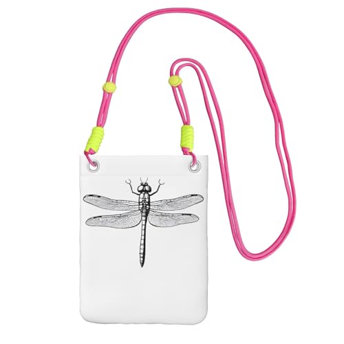 ESNAIUVCD Libellen-Druck trägt eine Handytasche diagonal, Crossbody-Tasche, geeignet zum Tragen von Handywechsel, etc, Fuchusia, Einheitsgröße von ESNAIUVCD