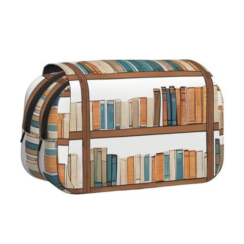 ESNAIUVCD Lustige Bücherregal-Kollektion und Leiteraufdruck, großes Fassungsvermögen, doppellagig, geeignet für Jungen, Mädchen und Erwachsene. Diese Büro-Stifttasche mit Fächer-Design, Schwarz von ESNAIUVCD