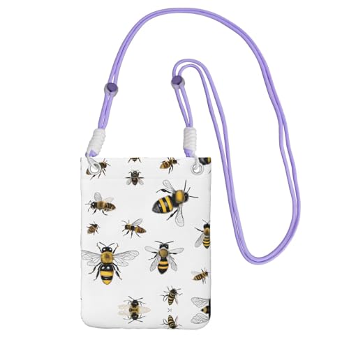 ESNAIUVCD Lustiger Bienen-Druck trägt eine Handytasche diagonal, Crossbody-Tasche, geeignet zum Tragen von Handywechsel, etc, violett, Einheitsgröße von ESNAIUVCD