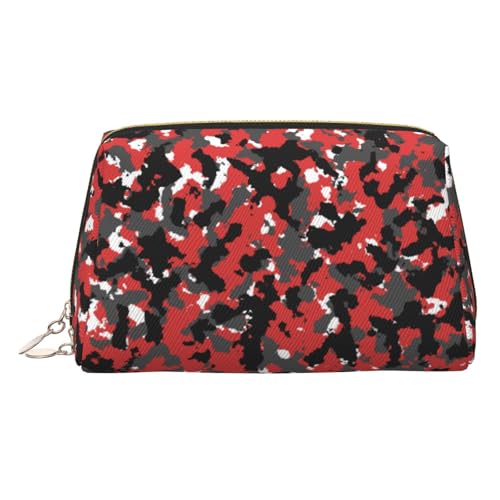 ESNAIUVCD Make-up-Tasche mit Camouflage-Muster, Kosmetiktasche, Damen-Kosmetiktasche aus PU-Leder mit Handschlaufe, Reise-Kulturbeutel, Make-up-Tasche, gold, Einheitsgröße von ESNAIUVCD
