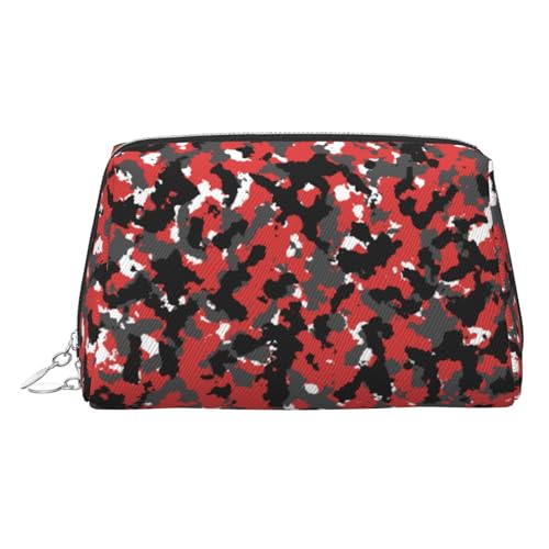 ESNAIUVCD Make-up-Tasche mit Camouflage-Muster, Kosmetiktasche, Damen-Kosmetiktasche aus PU-Leder mit Handschlaufe, Reise-Kulturbeutel, Make-up-Tasche, silber, Einheitsgröße von ESNAIUVCD