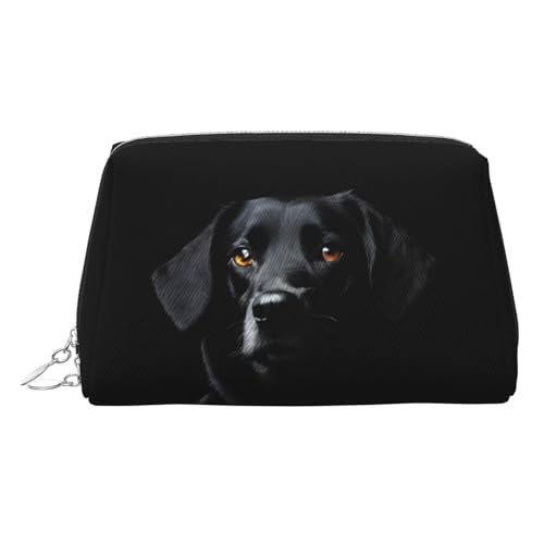 ESNAIUVCD Make-up-Tasche mit Hunde-Aufdruck, Kosmetiktasche für Damen, PU-Leder, Kosmetiktasche mit Handschlaufe, Reise-Kulturbeutel, Make-up-Tasche, silber, Einheitsgröße von ESNAIUVCD