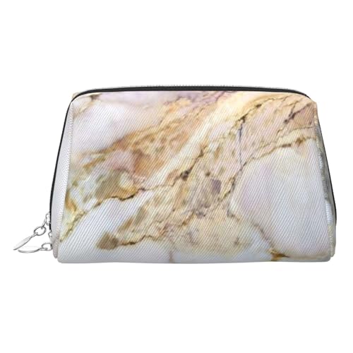 ESNAIUVCD Make-up-Tasche mit Marmor-Druck, Kosmetiktasche, Damen-Kosmetiktasche aus PU-Leder mit Handschlaufe, Reise-Kulturbeutel, Make-up-Tasche, silber, Einheitsgröße von ESNAIUVCD