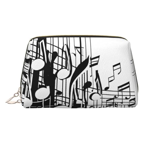 ESNAIUVCD Make-up-Tasche mit Musiknoten-Druck, Kosmetiktasche, Damen-Kosmetiktasche aus PU-Leder mit Handschlaufe, Reise-Kulturbeutel, Make-up-Tasche, gold, Einheitsgröße von ESNAIUVCD