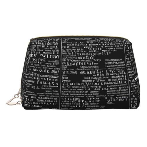 ESNAIUVCD Make-up-Tasche mit Programmiercode-Druck, Kosmetiktasche, Damen-Kosmetiktasche aus PU-Leder mit Handschlaufe, Reise-Kulturbeutel, Make-up-Tasche, gold, Einheitsgröße von ESNAIUVCD