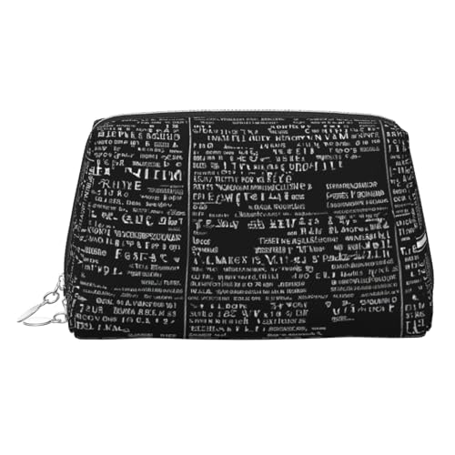 ESNAIUVCD Make-up-Tasche mit Programmiercode-Druck, Kosmetiktasche, Damen-Kosmetiktasche aus PU-Leder mit Handschlaufe, Reise-Kulturbeutel, Make-up-Tasche, silber, Einheitsgröße von ESNAIUVCD