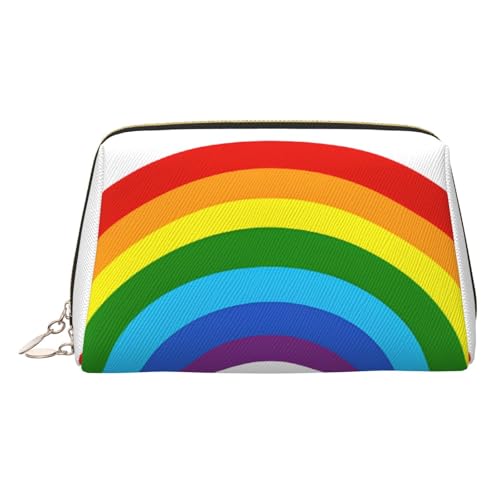 ESNAIUVCD Make-up-Tasche mit Regenbogen-Druck, Kosmetiktasche, Damen-Kosmetiktasche aus PU-Leder mit Handschlaufe, Reise-Kulturbeutel, Make-up-Tasche, gold, Einheitsgröße von ESNAIUVCD