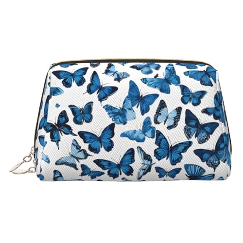 ESNAIUVCD Make-up-Tasche mit Schmetterlings-Aufdruck, Kosmetiktasche, Damen-Kosmetiktasche aus PU-Leder mit Handschlaufe, Reise-Kulturbeutel, Make-up-Tasche, gold, Einheitsgröße von ESNAIUVCD