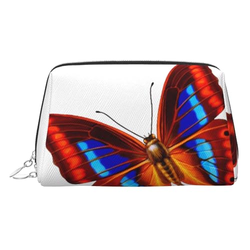 ESNAIUVCD Make-up-Tasche mit Schmetterlings- und Schwarz-Aufdruck, Kosmetiktasche für Damen, PU-Leder, Kosmetiktasche mit Handschlaufe, Reise-Kulturbeutel, Make-up-Tasche, silber, Einheitsgröße von ESNAIUVCD