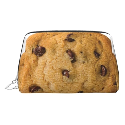 ESNAIUVCD Make-up-Tasche mit Schokoladenkeks-Druck, Kosmetiktasche, Damen-Kosmetiktasche aus PU-Leder mit Handschlaufe, Reise-Kulturbeutel, Make-up-Tasche, silber, Einheitsgröße von ESNAIUVCD