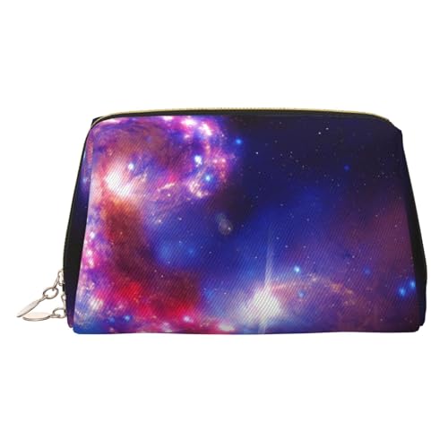 ESNAIUVCD Make-up-Tasche mit Sternen-Motiv, Kosmetiktasche, Damen-Kosmetiktasche aus PU-Leder mit Handschlaufe, Reise-Kulturbeutel, Make-up-Tasche, gold, Einheitsgröße von ESNAIUVCD