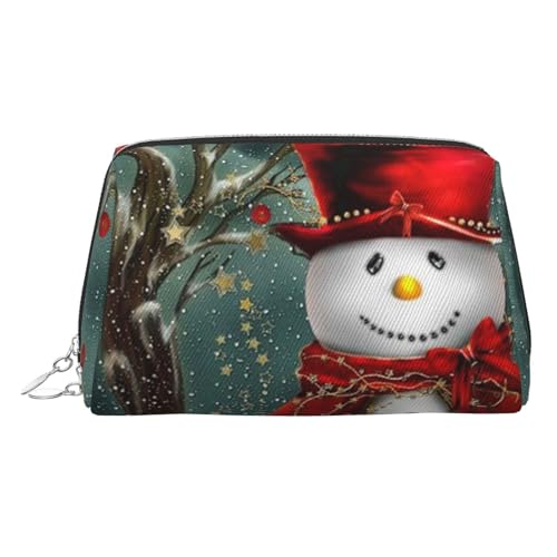 ESNAIUVCD Make-up-Tasche mit Weihnachtsdruck, Kosmetiktasche, Damen-Kosmetiktasche aus PU-Leder mit Handschlaufe, Reise-Kulturbeutel, Make-up-Tasche, silber, Einheitsgröße von ESNAIUVCD