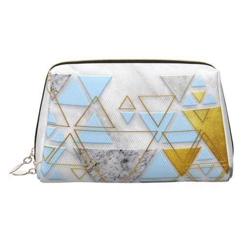 ESNAIUVCD Make-up-Tasche mit abstraktem geometrischem Muster, Kosmetiktasche, Damen-Kosmetiktasche aus PU-Leder mit Handschlaufe, Reise-Kulturbeutel, Make-up-Tasche, gold, Einheitsgröße von ESNAIUVCD