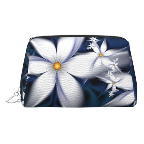 ESNAIUVCD Make-up-Tasche mit blauem und weißem Muster, Kosmetiktasche, Damen-Kosmetiktasche aus PU-Leder mit Handschlaufe, Reise-Kulturbeutel, Make-up-Tasche, silber, Einheitsgröße von ESNAIUVCD