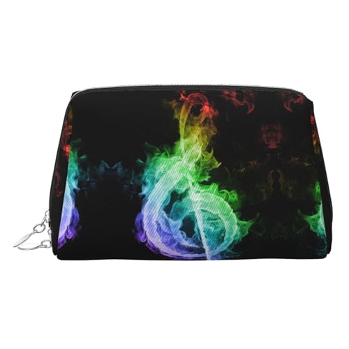 ESNAIUVCD Make-up-Tasche mit buntem Musiknoten-Druck, Kosmetiktasche, Damen-Kosmetiktasche aus PU-Leder mit Handschlaufe, Reise-Kulturbeutel, Make-up-Tasche, silber, Einheitsgröße von ESNAIUVCD