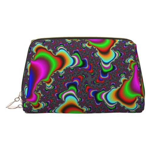 ESNAIUVCD Make-up-Tasche mit buntem Muster, Kosmetiktasche, Damen-Kosmetiktasche aus PU-Leder mit Handschlaufe, Reise-Kulturbeutel, Make-up-Tasche, gold, Einheitsgröße von ESNAIUVCD