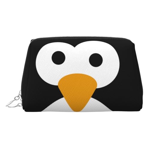 ESNAIUVCD Make-up-Tasche mit niedlichem Pinguin-Druck, Kosmetiktasche, Damen-Kosmetiktasche aus PU-Leder mit Handschlaufe, Reise-Kulturbeutel, Make-up-Tasche, silber, Einheitsgröße von ESNAIUVCD
