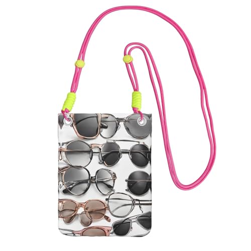 ESNAIUVCD Niedlicher Brillendruck trägt eine Handytasche diagonal, Crossbody-Tasche, geeignet zum Tragen von Handywechsel, etc, Fuchusia, Einheitsgröße von ESNAIUVCD