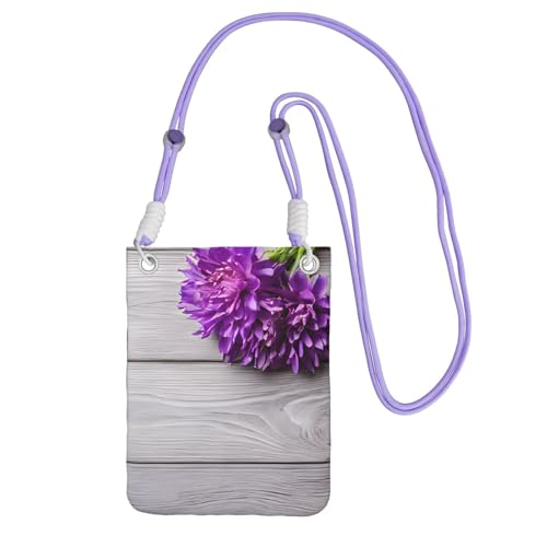 ESNAIUVCD Orchideen-Print trägt eine Handytasche diagonal, Crossbody-Tasche, geeignet zum Tragen von Handywechsel, etc, violett, Einheitsgröße von ESNAIUVCD