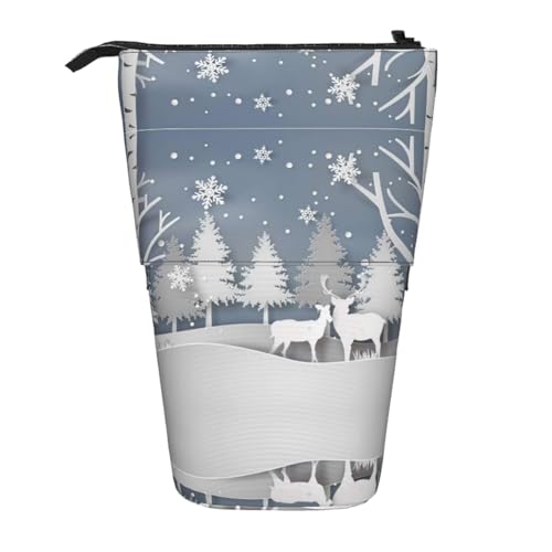 ESNAIUVCD Personalisierbares einziehbares Federmäppchen mit Hirsch-Motiv, personalisierbar, für Studenten, Kinder, Erwachsene, für Schule, Büro von ESNAIUVCD