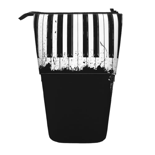 ESNAIUVCD Personalisierbares einziehbares Federmäppchen mit Klavierdruck, personalisierbar, für Studenten, Kinder, Erwachsene, für Schule, Büro von ESNAIUVCD