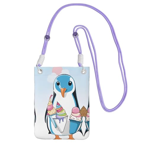 ESNAIUVCD Pinguin-Druck trägt eine Handytasche diagonal, Crossbody-Tasche, geeignet zum Tragen von Handywechsel, etc, violett, Einheitsgröße von ESNAIUVCD